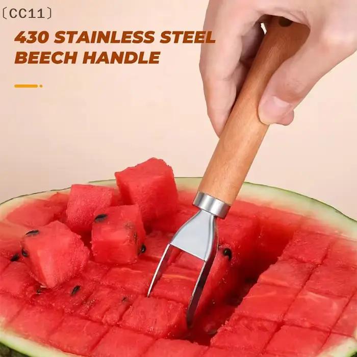 MaveraCC11 Utensile coupe-pastèque et trancheuse de fruits en acier inoxydable – Couteau et cuillère à découper
