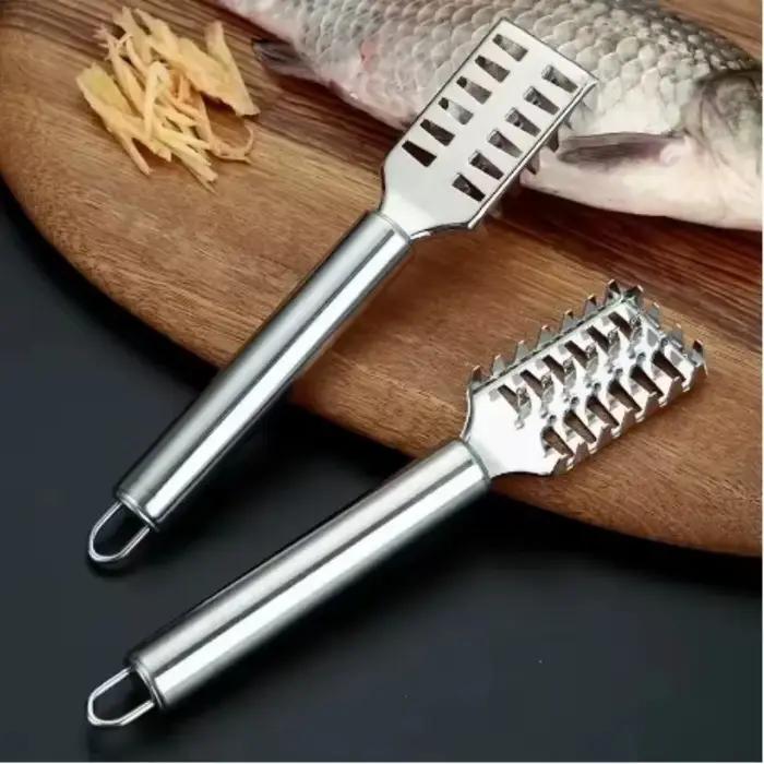 Couteau en écailles de poisson en acier inoxydable, grattoir en dents de scie, grattage, désossage, filetage, coupe, grattage, couteau de creuser, 1 pièce