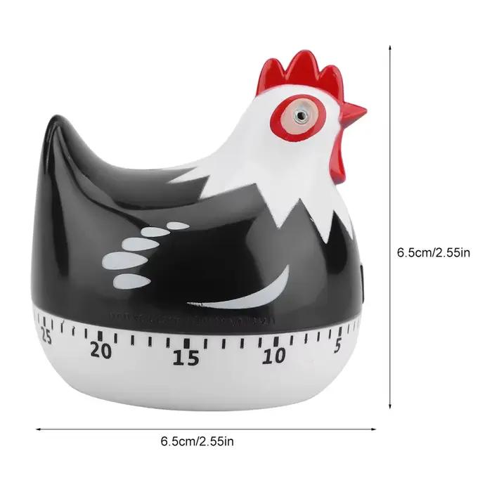 Minuteur de cuisine mécanique décoratif à motif poulet, alarme sonore, compte à rebours manuel, 60 minutes, pour la cuisson