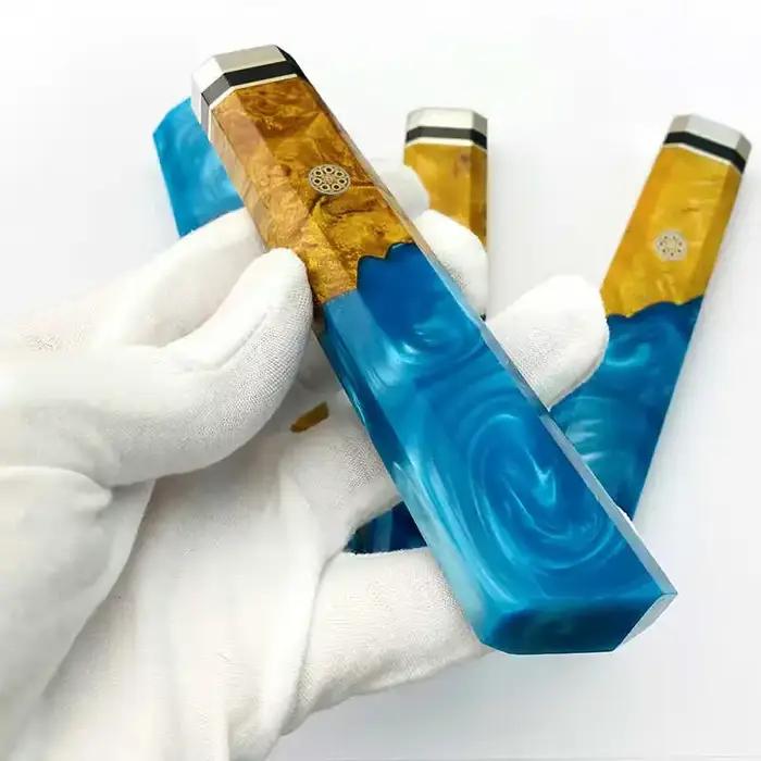 Couteau de cuisine japonais manche octogonal en bois acier inoxydable et résine pour poisson cru et cuisine maison bricolage