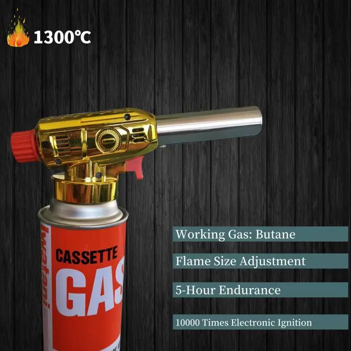 Brûleur à gaz - Poignée ABS, adaptée à la cuisson, au camping, à la cuisine et au soudage d'urgence Torche au butane, au chalumeau à gaz (hors carburant)