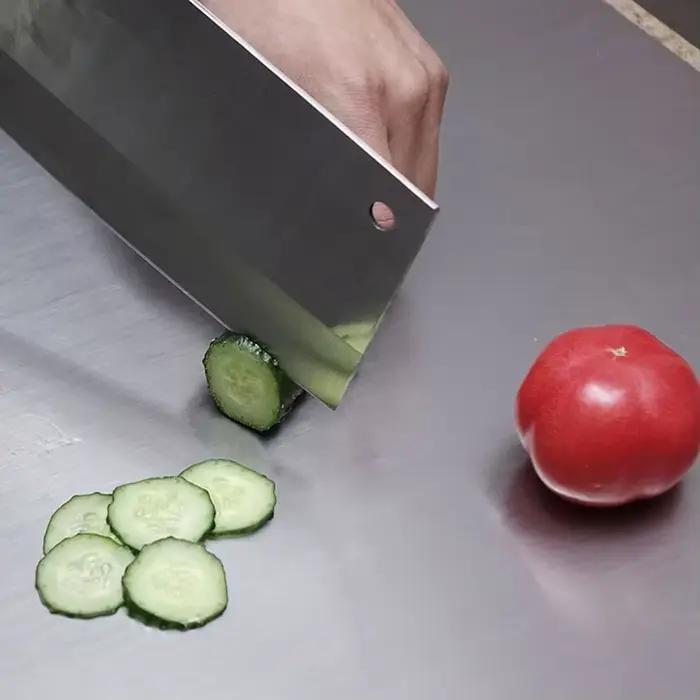 Planche à découper pliante en forme de L, planche à découper double face en acier inoxydable, panneau de coupe et de pétrissage de fruits ménagers de cuisine