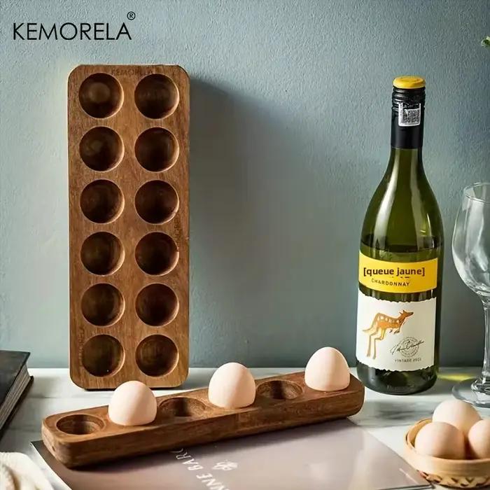 KEMORELA 1 pièces boîte de rangement d'oeufs en bois moderne-organisateur de cuisine multi-compartiments pour les œufs frais parfait pour la cuisson à domicile