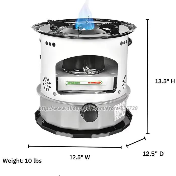 Poêle à kérosène 8 500 BTU avec bac d'égouttage en acier pour camping et cuisine en plein air portatif robuste haute performance autonomie longue durée occasions spéciales