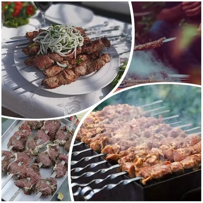 Brochettes de Kabob plates en métal et acier inoxydable
