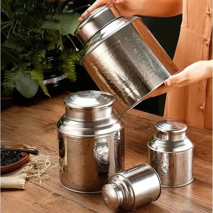 Grand caddie à thé en acier inoxydable, boîte en fer d'emballage, Mini boîte scellée Portable en métal pour la maison