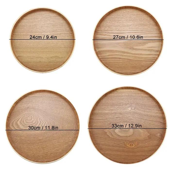 Assiette de service en bois, assiette à thé, fruits, bonbons, nourriture, décoration de la maison, vaisselle anglaise ronde, assiette à salade, assiette à dessert, accessoires de cuisine