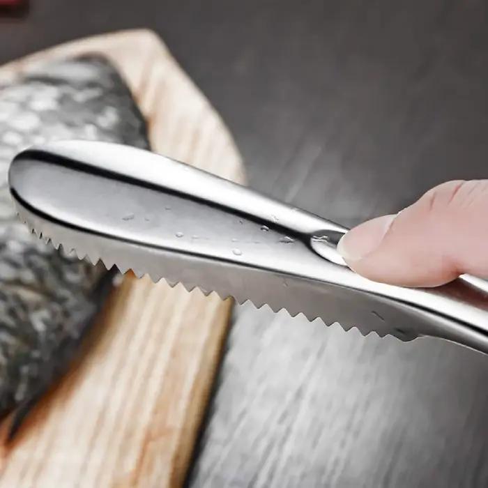 Brosse détartreur de poisson, dissolvant de détartreur de poisson avec dents de scie en acier inoxydable, élimine facilement les écailles de poisson, brosse de nettoyage, grattoir, outil de cuisine