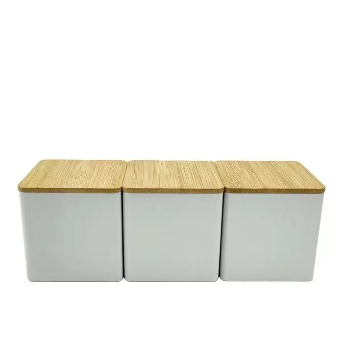 Pot de stockage en céramique scellé de haute qualité avec couvercle en bambou