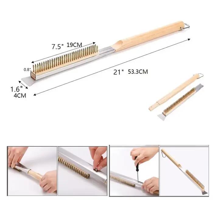 Brosse à pierre pour four à pizza avec raclette 21 pouces