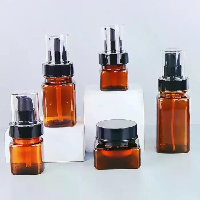 Bouteille de pulvérisation BMPEIC étanche pour soins de la peau protection UV 30/50/70/100/120ml avec couvercle de pompe pour voyages et rangement cosmétique en plastique multicolore