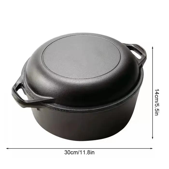 Four hollandais 2 en 1 en fonte robuste avec couvercle de poêle pour pain, cuisson, camping et barbecue occassions spéciales