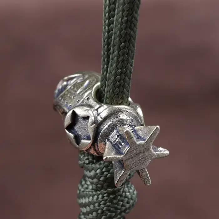 Tibin Missile couteau en laiton perle Punk EDC extérieur bricolage paracorde tissé lanière pendentif rétro parapluie corde Bracelets accessoires 