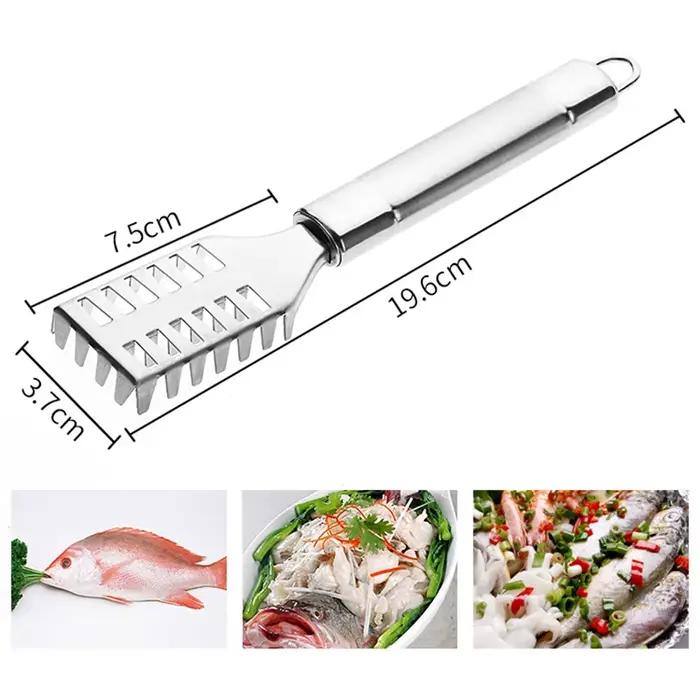 1 pièce Couteau à écailles de poisson en acier inoxydable, à lame dentelée, pour détartrage, désossage, filetage et nettoyage de la poitrine