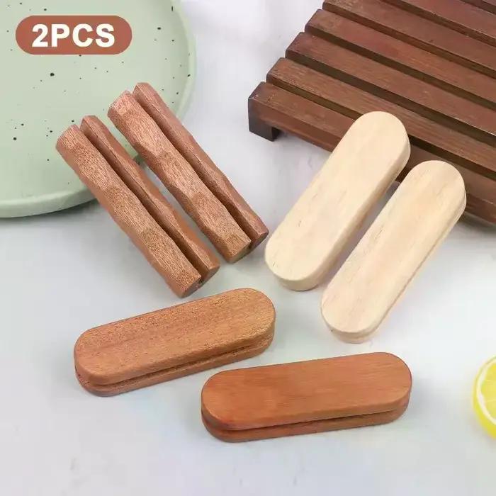 Ensemble de 2 poêles de gril Anti-brûlure avec manche en bois de Sapele pour la cuisson de Sauce et de Sauté - Accessoire d'ustensiles de cuisine