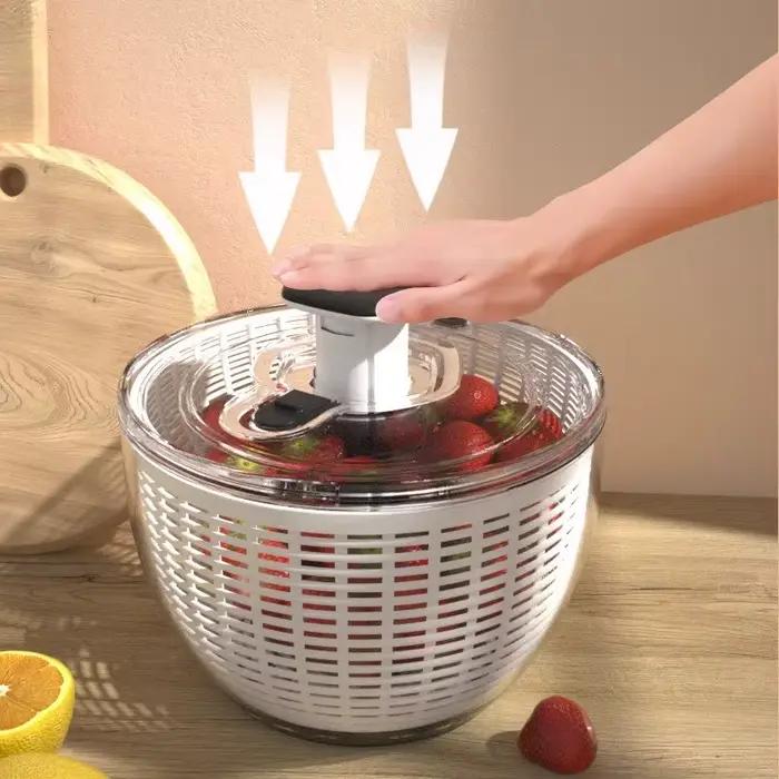 Spinner à salade pour cuisine saine, lave-légumes, séchoir vert à feuilles, panier de vidange d'eau efficace, passoire de préparation des aliments