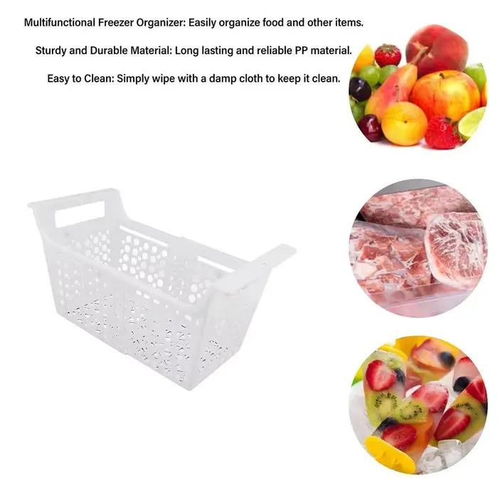 Panier de rangement pour congélateur en plastique ABS épaissi, empilable et rétractable pour rangement efficace et organisation de placards et réfrigérateur