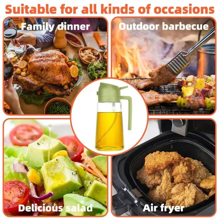 Pulvérisateur de Verser 2 en 1, friteuse de cuisine, bouteille distributrice d'huile de pulvérisation d'air pour huile d'olive, cuisson, friture, barbecue, Camping, grande capacité