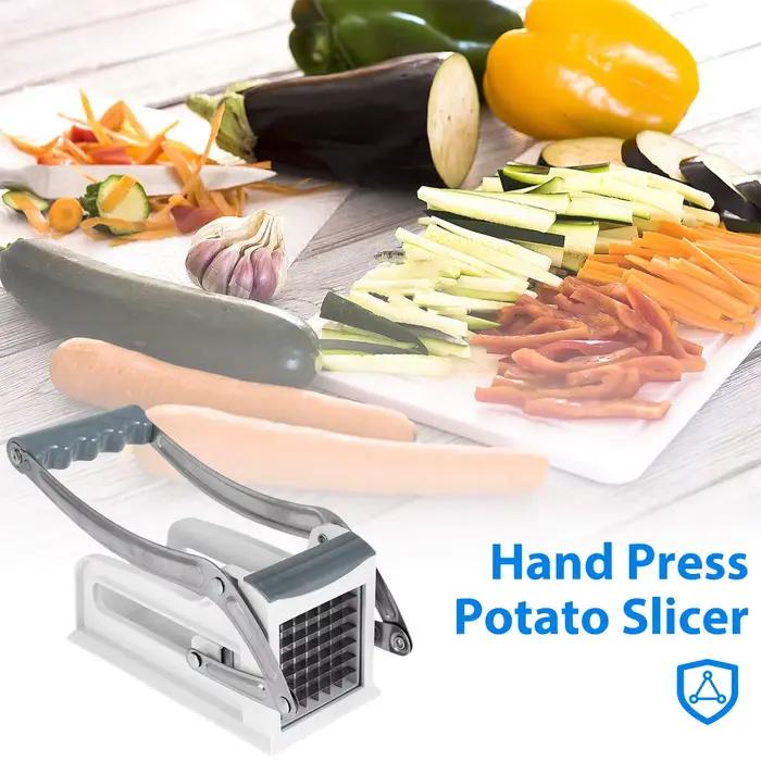 Trancheuse de pommes de terre pressée à la main en acier inoxydable avec lames interchangeables pour frites maison croustillantes et uniformes pour usage domestique et cadeau pour amateurs de cuisine