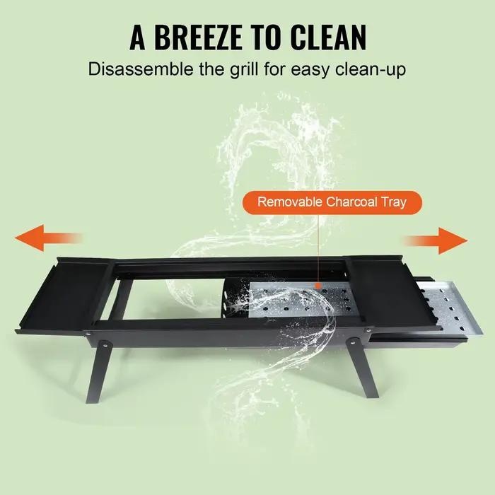 Gril à charbon de bois portable compact pliable en acier robuste mini fumeur pour voyage cuisine en plein air occasions spéciales expéditions camping pique-nique