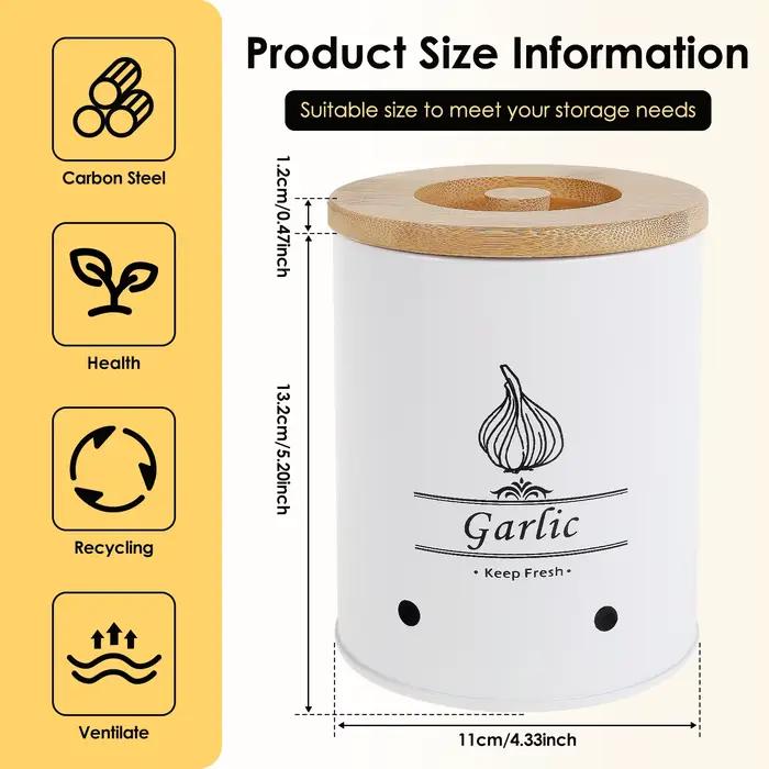 Pot de rangement pour gardien d'ail boîte de rangement polyvalente pour oignon pomme de terre ail avec couvercle en bois récipients alimentaires avec trous d'aération pour la maison moderne élégant pour cuisine occasions spéciales