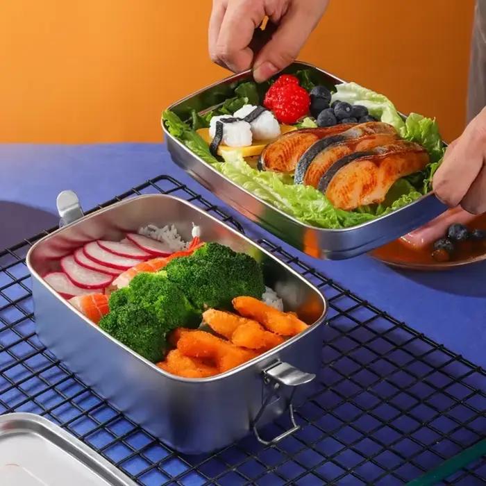 Boîte à déjeuner de rangement scellée à 2 couches en acier inoxydable