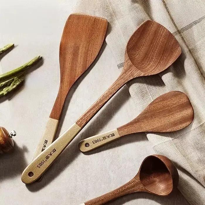 Ensemble d'ustensiles de cuisine en bois d'ébène COOKER KING