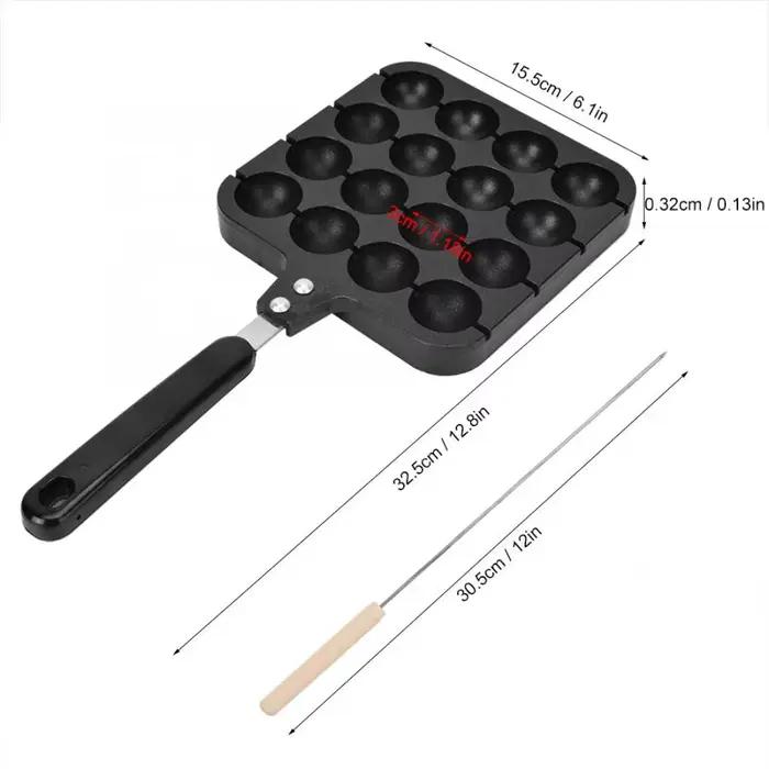 Poêle à griller Takoyaki 16 trous antiadhésive pour Takoyaki et crêpes rondes, accessoires inclus, facile à nettoyer, pour soirées entre amis et rassemblements familiaux