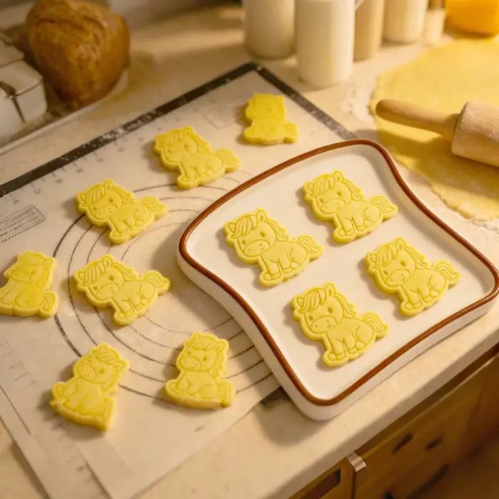 Mignon petit cheval emporte-pièces en plastique dessin animé pressable Biscuit moule Cookie timbre gâteau Fondant pâtisserie moules fournitures de cuisson