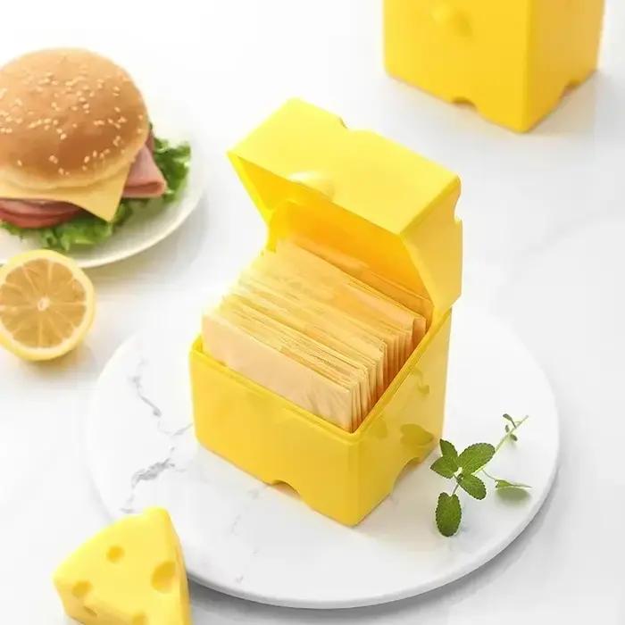 Récipient de stockage de fromage en tranches, boîte à couvercle de nuit de poupée en plastique, économiseur de tranche de fromage avec support, boîte de rangement de fromage en tranches retournées