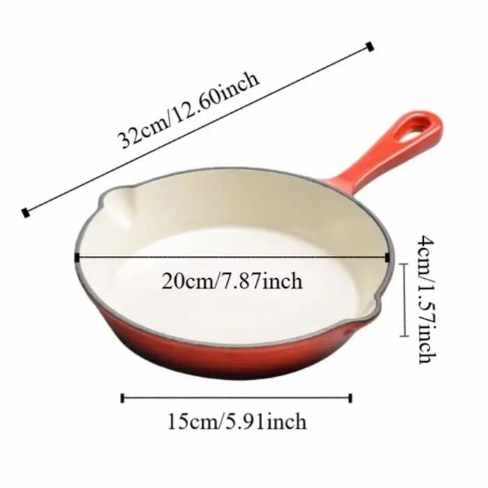 Poêle à frire universelle en fonte émaillée antiadhésive à fond plat