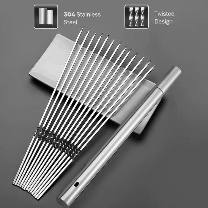 Brochettes de barbecue réutilisables en acier inoxydable fourchettes pour kebab camping pique-nique en plein air outils de cuisine pour barbecue occasions spéciales