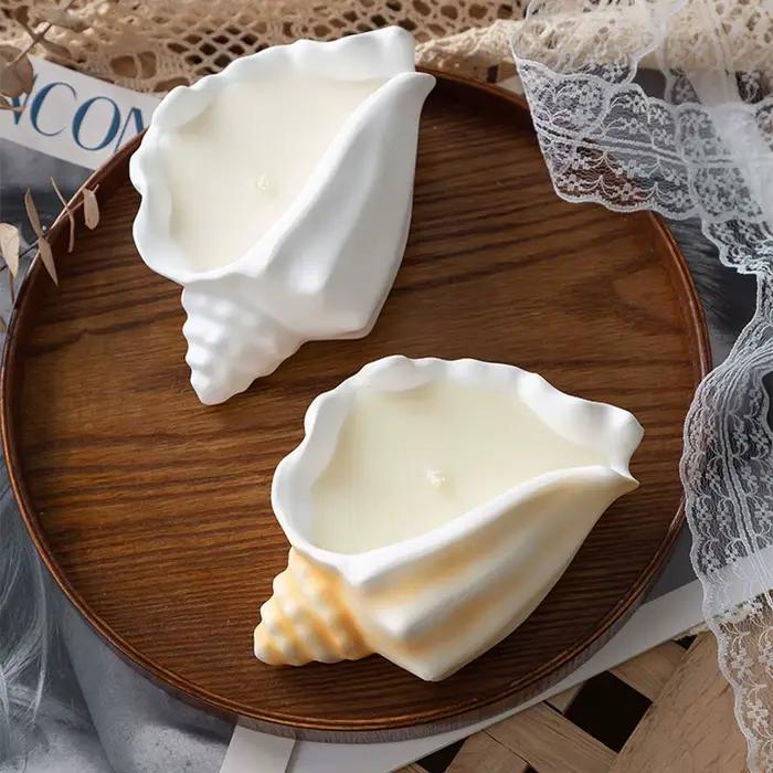 Moule de stockage en plâtre en forme d'étoile de mer, bol de conque de pétoncle, moule de vase à bougie, moules en silicone béton pour élection, résine xy bricolage