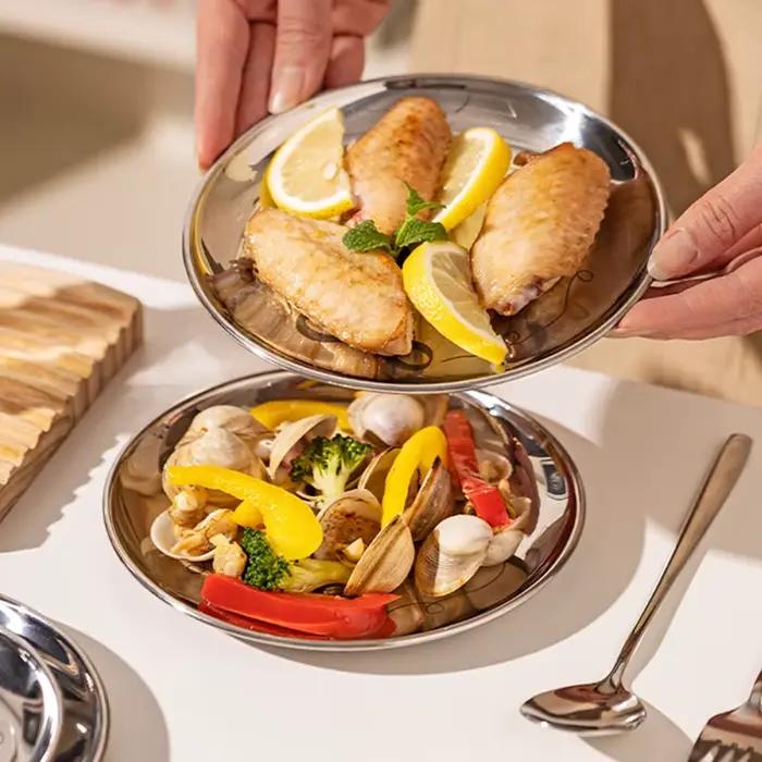 Assiette en acier inoxydable résistant aux chutes