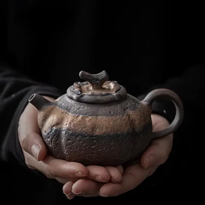 Service à thé Kung Fu en poterie brute de style japonais, plateau à thé en céramique, rangement de l'eau, Table à thé, théière rétro, tasse à thé