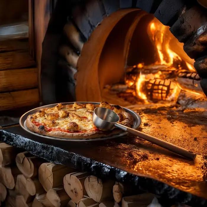 RALCA-ensemble d'épluchage de Pizza 4 pièces en aluminium, spatule en métal avec manche en bois pliable, cuillère à Sauce et cou