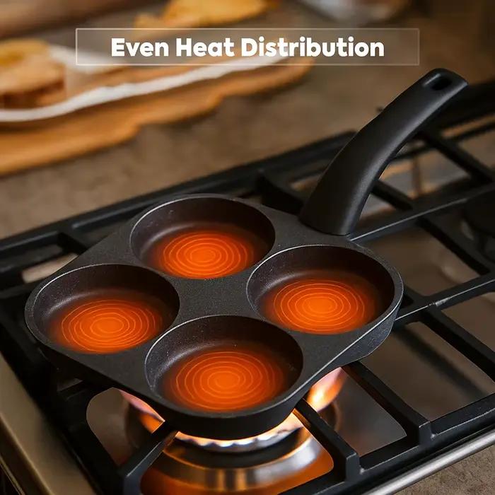Poêle à œufs antiadhésive, cuiseur à œufs 4 tasses, adapté aux cuisinières à gaz et aux plaques à induction