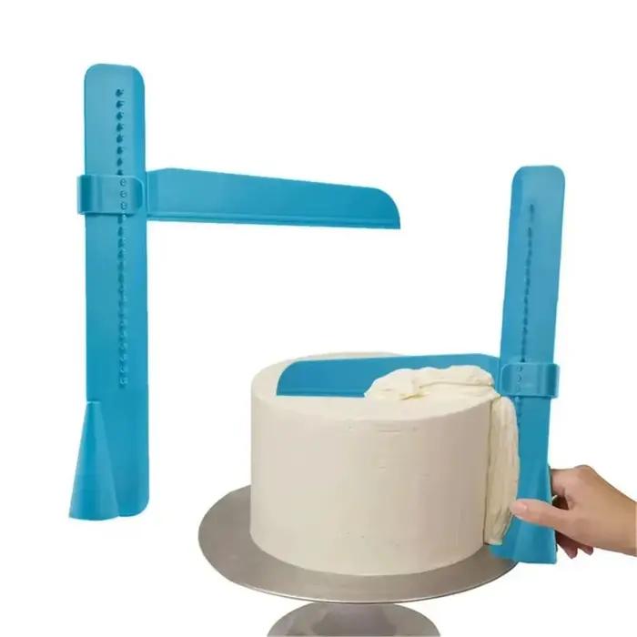Grattoir à gâteau bleu pour fondants lisses et surfaces uniformes outil de chef de cuisine pour amateurs et professionnels occasions spéciales pâtisserie gâteau fondant texture impeccable chef d'oeuvre