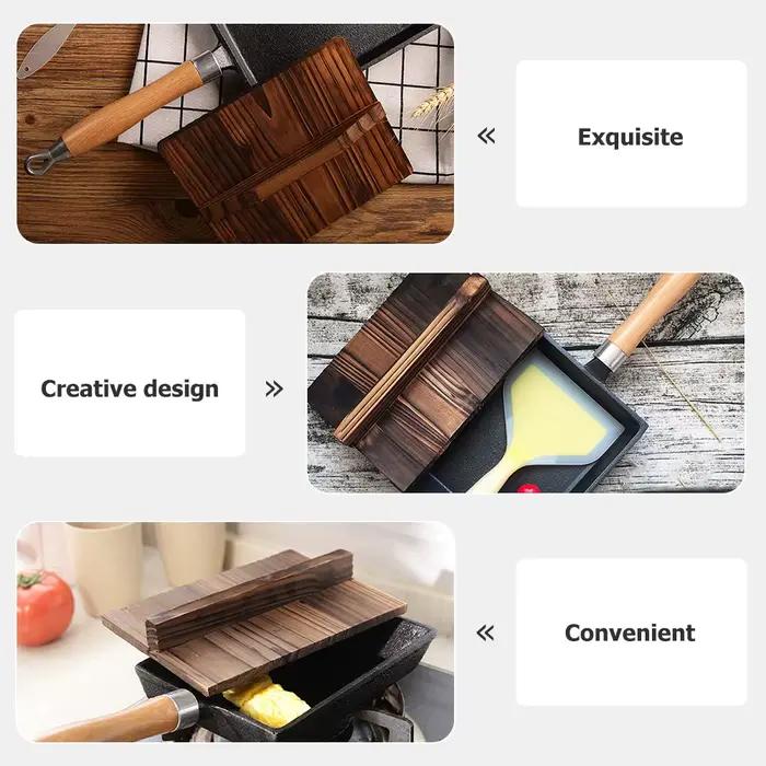 Couvercle de casserole en bois Cuisine japonaise Cuisson anti-éclaboussures Couvercle de casserole ergonomique Poignée ergonomique Tamagoyaki Crêpière Couvercle de casserole