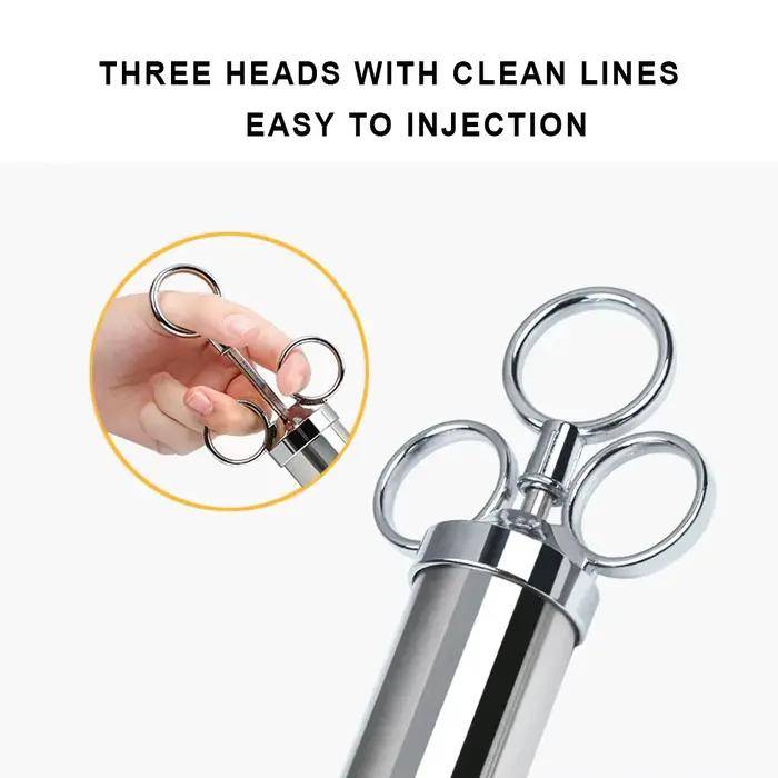 Kit d'injection de viande en acier inoxydable moderne pour ajout de saveurs et marinades en cuisine pour occasions spéciales et cadeaux gastronomiques