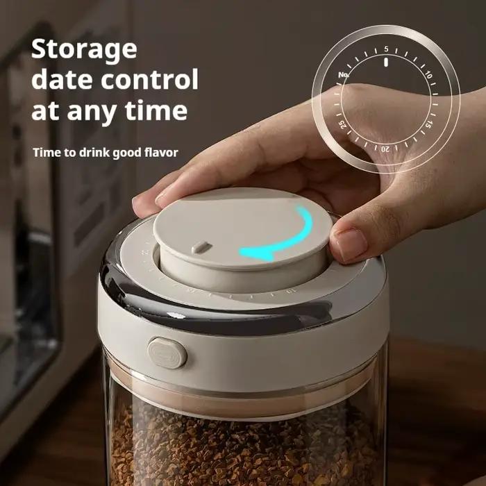 Pot scellé sous vide de grains de café de qualité alimentaire avec traqueur de date et conteneurs de stockage de valve