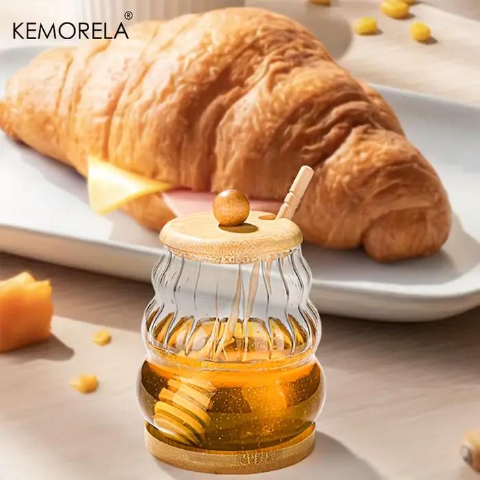 KEMORELA pot à miel avec cuillère et couvercle d'étanchéité pot
