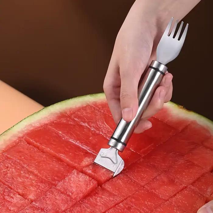 Outil de coupe de pastèque en acier inoxydable modern style pour trancher et servir melons et fruits pour barbecues et pique-niques