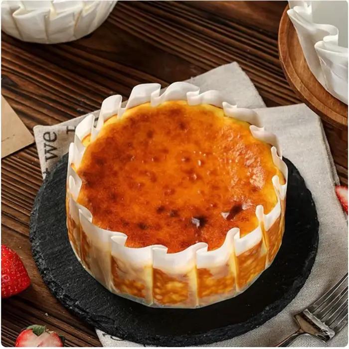 Plateau en papier à l'huile de cheesecake Basque de 4/6/8 pouces