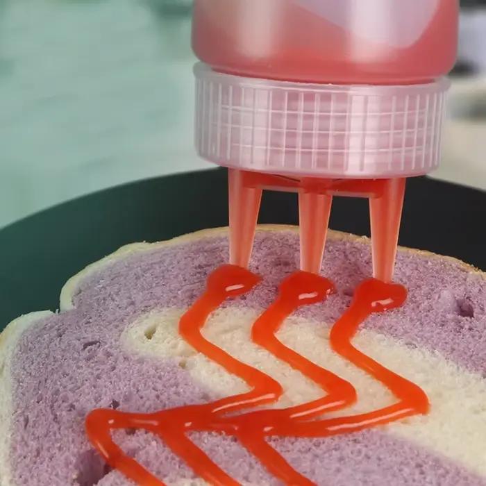Bouteille à presser à 3 trous de 360 à 800 ml en plastique PE/PP, distributeur de sauces pour cuisine et occasions spéciales