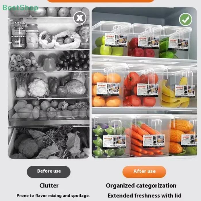 Boîte de rangement de réfrigérateur en plastique transparent