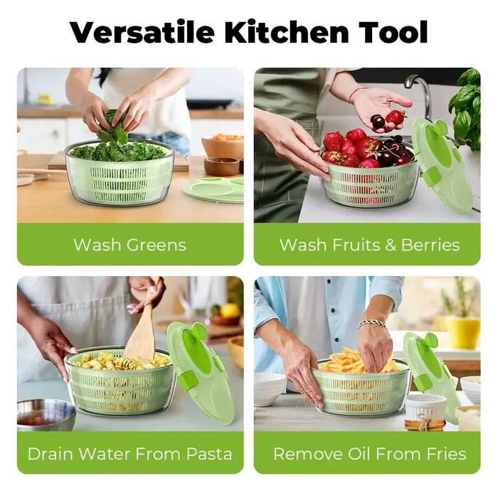 Lave-salade et essoreuse 4,5L avec panier de lavage pour légumes et bol de service essoreuse à laitue moderne pour cuisine élégante et nettoyage facile