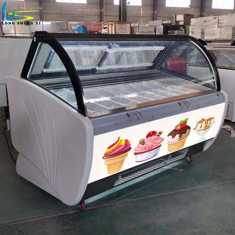 Vitrine Réfrigérée Commerciale 12 Plateaux pour Gelato et Crème Glacée, Congélateur à Basse Températ