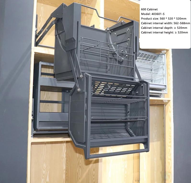 Armoire supérieure de réfrigérateur, panier de levage à double corps, armoire suspendue à double cou