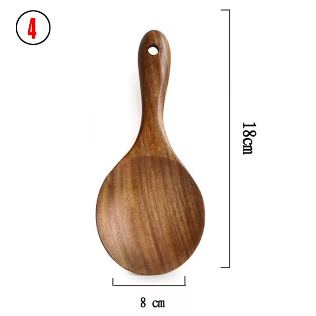 Ensemble d'ustensiles de cuisine en bois, cuillères en bois pour la cuisine, bois de teck naturel, p